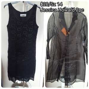 Jessica Howard 2pc Black Dress with sheer jacket